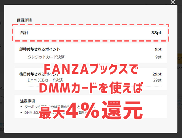 FANZAブックスでDMMカードを使えば4％還元