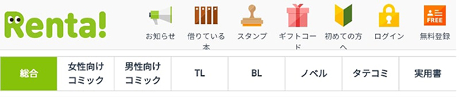 Renta!で読める電子書籍のカテゴリー