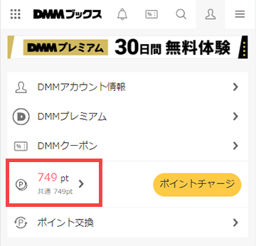 マイメニューの保有DMMポイント